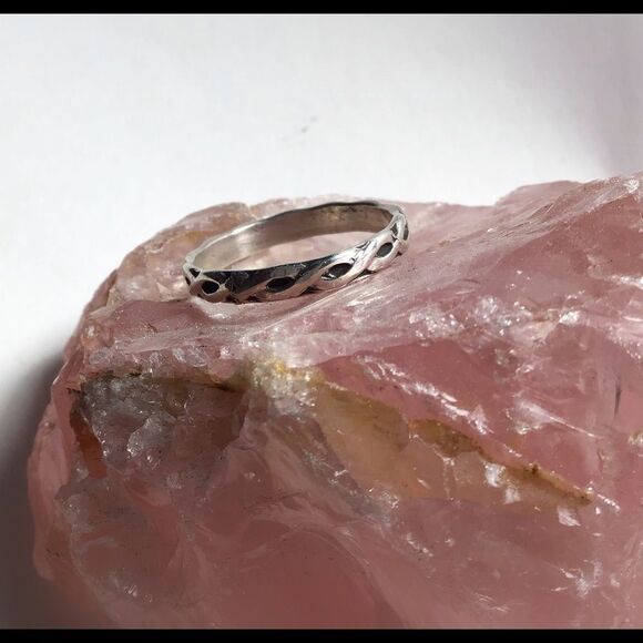 Ring, Minimalist Sterling Silver Band Ring, Braided, NEW, Handmade - Picture 2 of 9